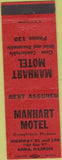 Matchbook Cover - Manhart Motel Anna IL