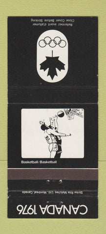 Matchbook Cover - 1976 Canada Olympics Basketball BLACK 30 Strike
