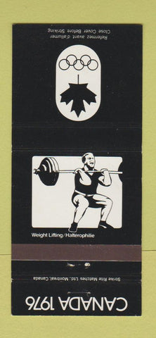 Matchbook Cover - 1976 Canada Olympics Weight Lifting BLACK 30 Strike