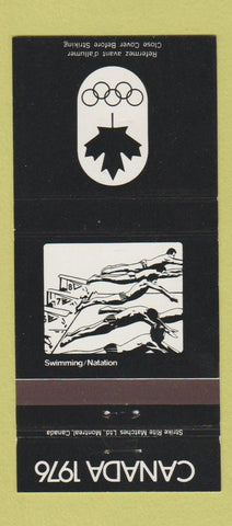 Matchbook Cover - 1976 Canada Olympics Swimming BLACK 30 Strike