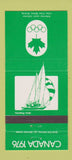 Matchbook Cover - 1976 Canada Olympics Yachting GREEN 30 Strike