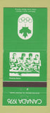 Matchbook Cover - 1976 Canada Olympics Rowing GREEN 30 Strike
