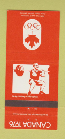 Matchbook Cover - 1976 Canada Olympics Weight Lifting ORANGE 30 Strike
