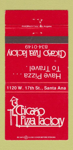 Matchbook Cover - Chicago Pizza Factory Santa Ana CA 30 Strike