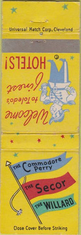 Matchbook Cover - Hotels Commodore Perry Secor Willard