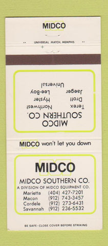 Matchbook Cover - Midco Southern Tractors Marietta Macon Savannah GA 30 Strike