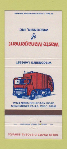 Matchbook Cover - Waste Management Menomonee Falls WI 30 Strike