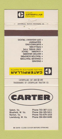Matchbook Cover - Cater Caterpillar Tractors Salem VA Norton WEAR 30 Strike