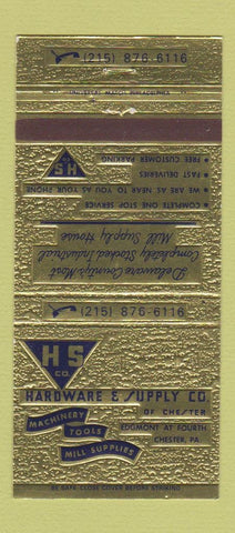 Matchbook Cover - Hardware & Supply Chester PA 30 Strike