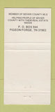 Matchbook Cover - Homeseekers Real Estate Pigeon Forge TN 30 Strike