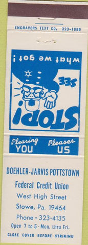 Matchbook Cover - Doehler Jarvis Pottstown Credit Union Pa