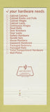 Matchbook Cover - National Lock Hardware Ballsun Los Angeles CA 30 Strike