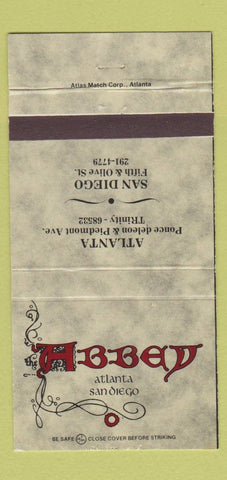 Matchbook Cover - Abbey Restaurant Atlanta GA San Diego CA 30 Strike