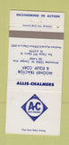 Matchbook Cover - Allis Chalmers Tractors Milwaukee Eau Claire WI WEAR 30 Strike