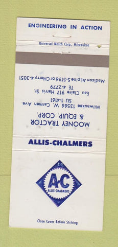 Matchbook Cover - Allis Chalmers Tractors Milwaukee Eau Claire WI WEAR 30 Strike