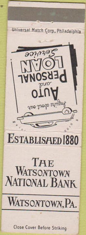 Matchbook Cover - Watsontown Natioanl Bank PA
