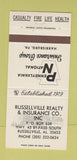 Matchbook Cover - Russellville Real Estate Insurance AL 30 Strike