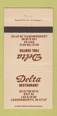Matchbook Cover - Delta Restaurant Leavenworth IN 30 Strike