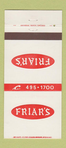 Matchbook Cover - Friar's Restaurant Lombard IL 30 Strike