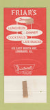 Matchbook Cover - Friar's Restaurant Lombard IL 30 Strike