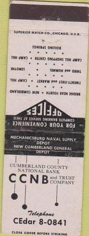 Matchbook Cover - CCNB Bank New Cumberland WORN