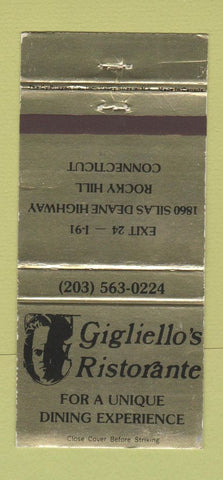 Matchbook Cover - Gigliello's Ristorante Rocky Hill CT WEAR 30 Strike