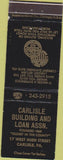 Matchbook Cover - Carlisle Building Loan Carlisle PA