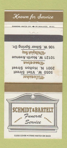 Matchbook Cover - Schmidt Bartelt Funeral Home Milwaukee WI WEAR 30 Strike