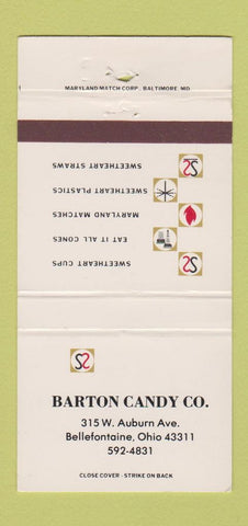 Matchbook Cover - Barton Candy Company Bellefontaine OH 30 Strike