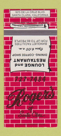 Matchbook Cover - Roger's Restaurant Santa Clara CA 30 Strike