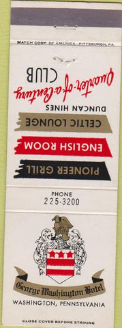 Matchbook Cover - George Washington Hotel Washington PA