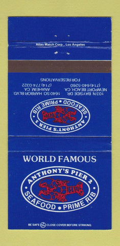 Matchbook Cover - Anthony's Pier 2 Seafood Newport Beach Anaheim CA 30 Strike