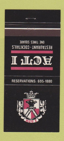 Matchbook Cover - Act I Restaurant New York City 30 Strike