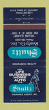 Matchbook Cover - Shultz Real Estate Insurance Elkhart IN 30 Strike