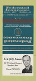 Matchbook Cover - Federated Insurance EG Tramer Brandon MB 30 Strike