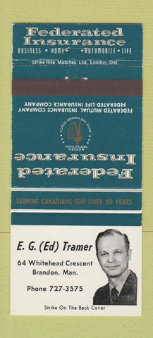 Matchbook Cover - Federated Insurance EG Tramer Brandon MB 30 Strike