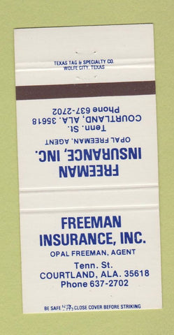 Matchbook Cover - Freeman Insurance Courtland L 30 Strike