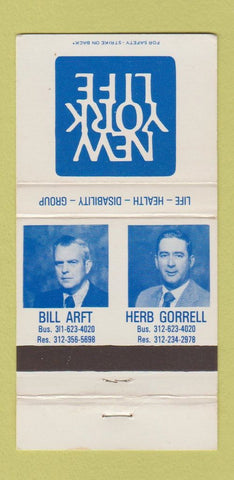 Matchbook Cover - New York Life Insurance Herb Gorrell Bill Arft 30 Strike