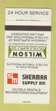 Matchbook Cover - Wilson Oil Field Supply Edmonton AB Calgary AB 30 Strike