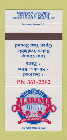 Matchbook Cover - Alabama Grill North Myrtle Beach SC 30 Strike