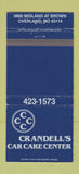 Matchbook Cover - Crandell's Car Care Overland MO 30 Strike