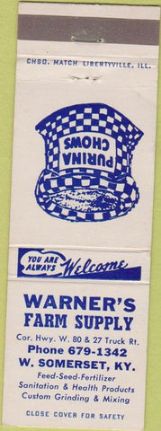 Matchbook Cover - Feed Seed  Purina Farm Supply West Somerset KY