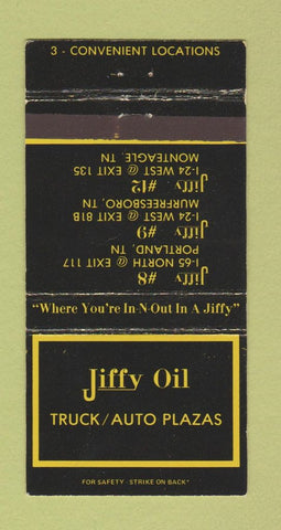 Matchbook Cover - Jiffy Oil Portland Murphreesboro Monteagle TN 30 Strike