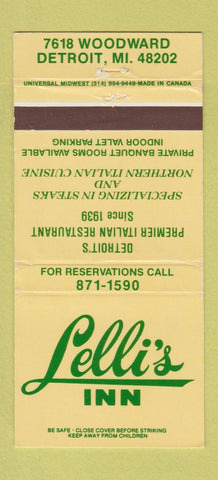 Matchbook Cover - Lelli's Inn Detroit MI 30 Strike