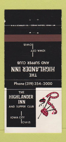 Matchbook Cover - Highlander Inn Iowa City IA 30 Strike