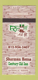 Matchbook Cover - Sherman House Century Old Inn Batesville IN 30 Strike