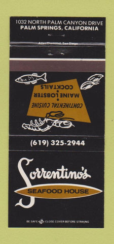 Matchbook Cover - Sorrentino's Seafood Palm Springs CA 30 Strike