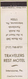 Matchbook Cover - Travelers Rest Motel Intercourse PA