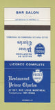 Matchbook Cover - Prince Charles Restaurant Montreal QC 30 Strike