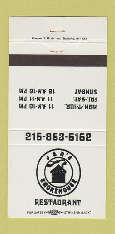 Matchbook Cover - J&R's Smokehouse Wind Gap PA WHITE 30 Strike